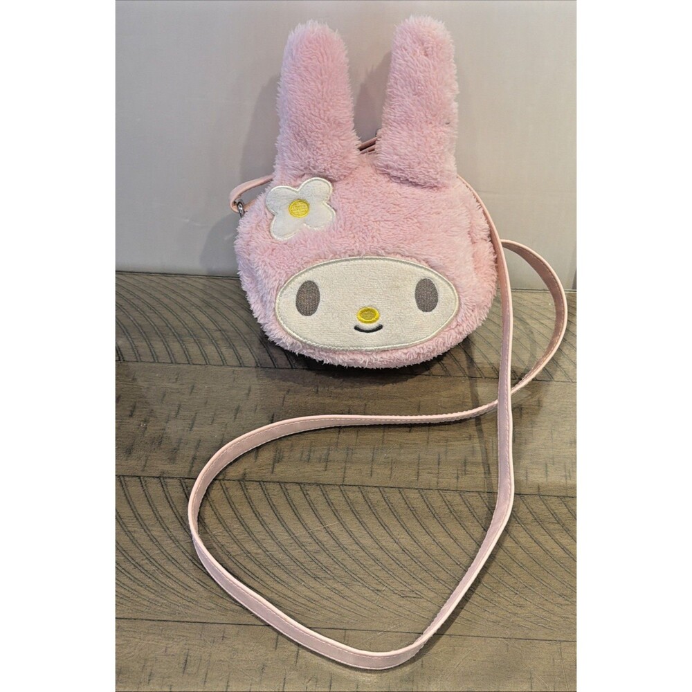 Loungefly My Melody Hello Kitty Crossbody Satchel Bag Purse Pink Plush Furry